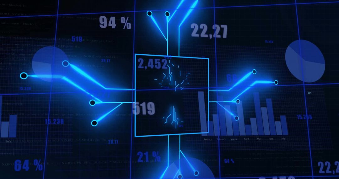 Futuristic Data Visualization with Digital Circuit Board Imagery