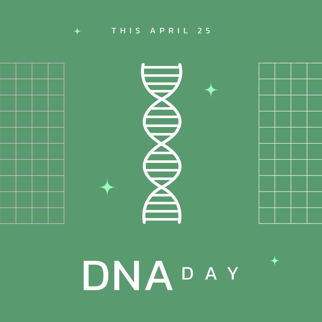 DNA Day Celebration with DNA Strand on Green Background