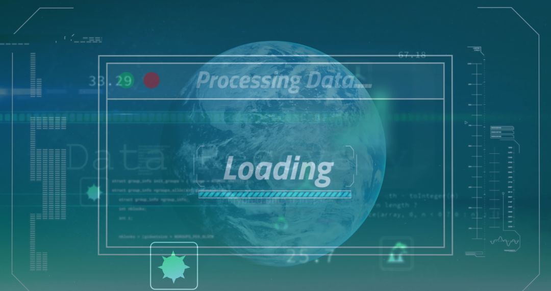 Modern Data Processing Interface with Spinning Globe