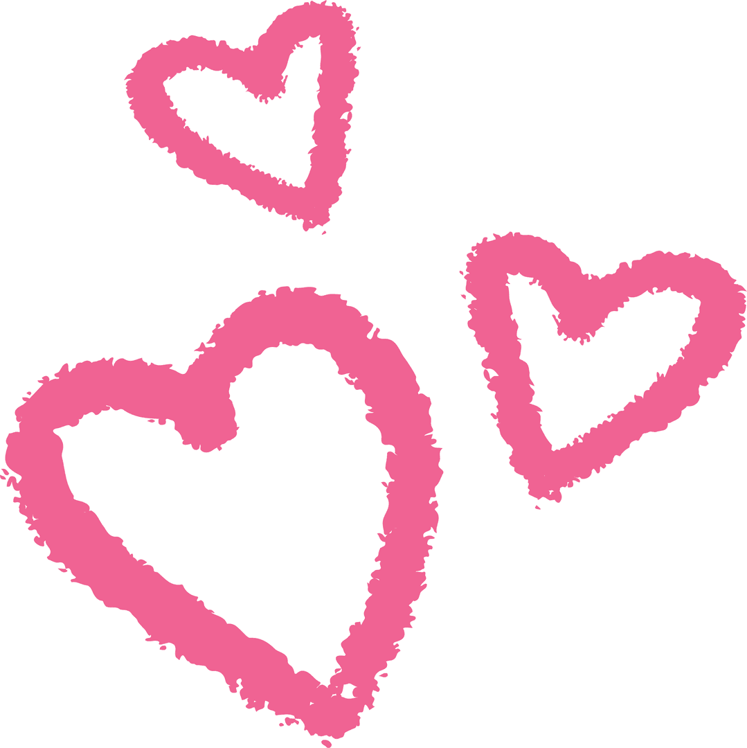 Scribbled Pink Hearts on Transparent Canvas in Brushstroke Style