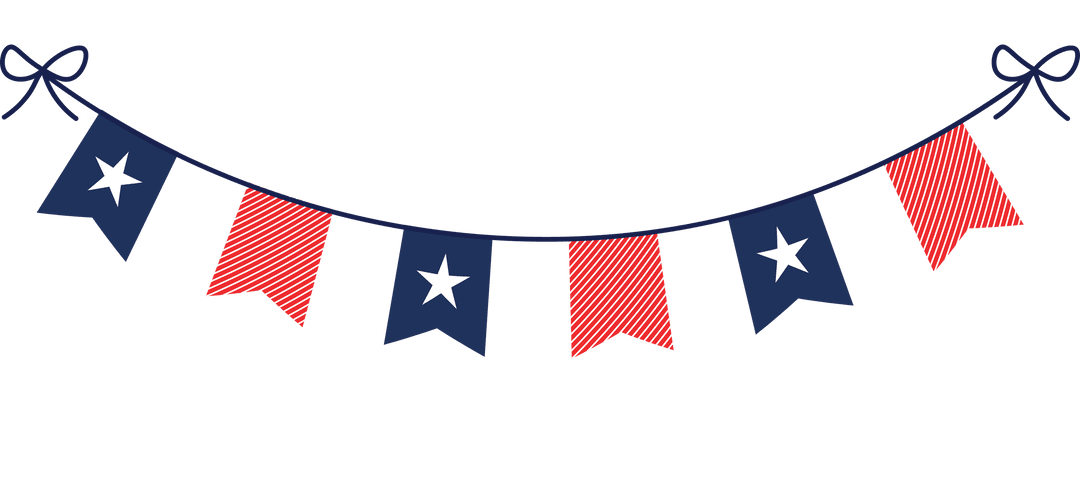 Patriotic Celebration Bunting Flags on Transparent Background