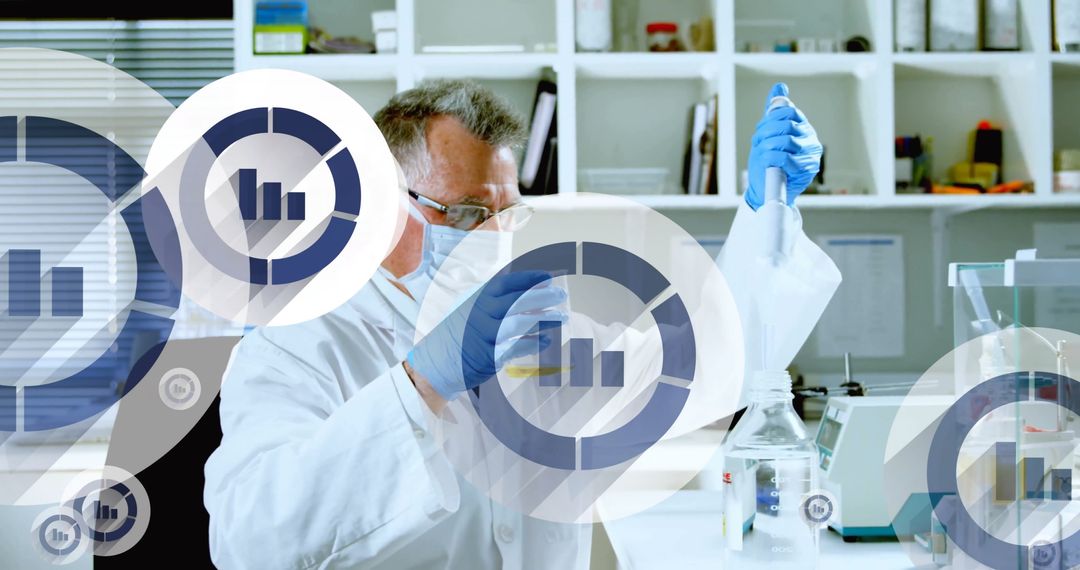 Scientist Analyzing Data in Laboratory with Digital Interface Concept
