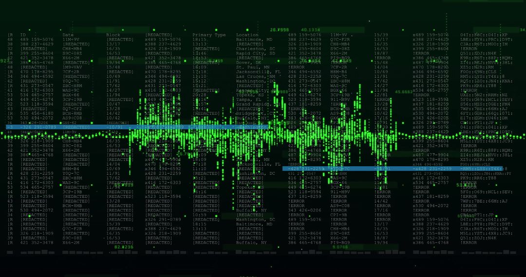 Abstract Data Glitch and Flow on Green Toned Background