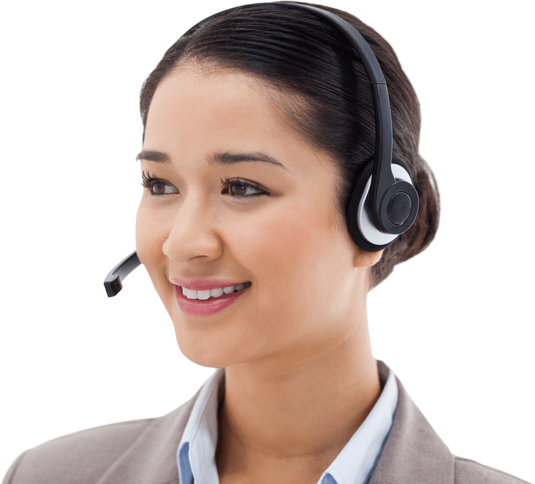 Transparent Background Friendly Female Call Center Agent Smiling