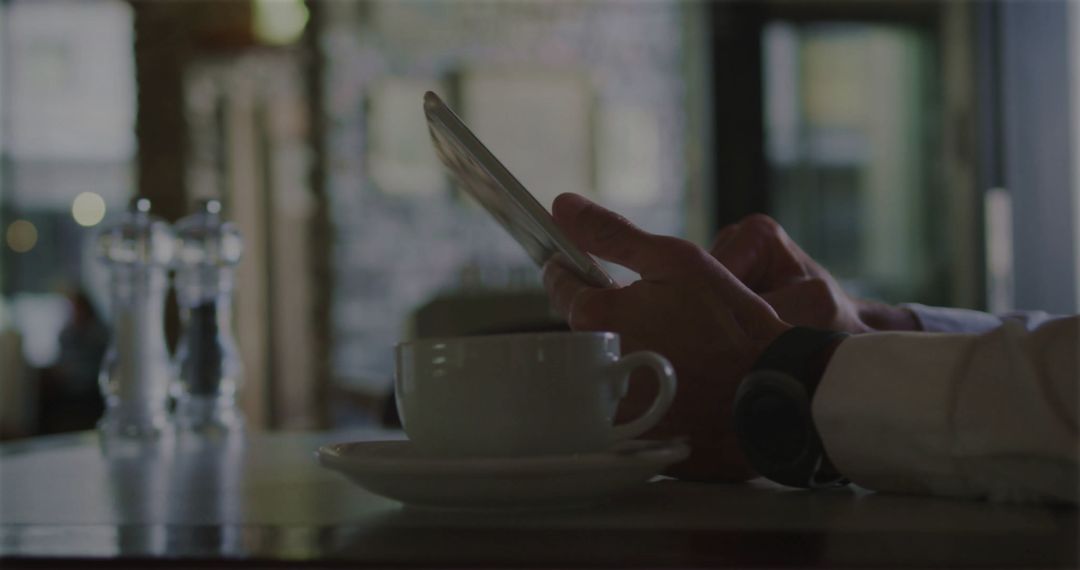 Freelancer Working at Cafe With Tablet and Coffee