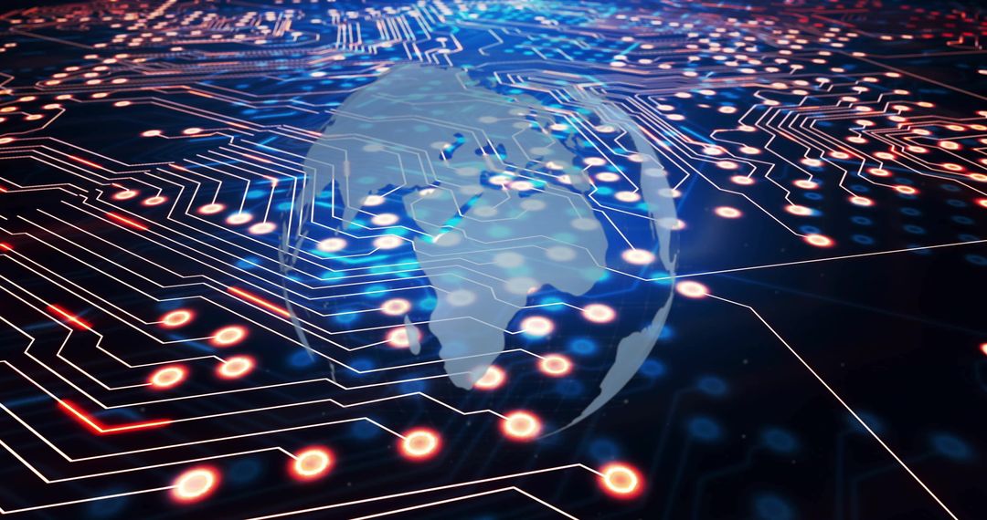 Global Tech Circuitry with Illuminated Connections