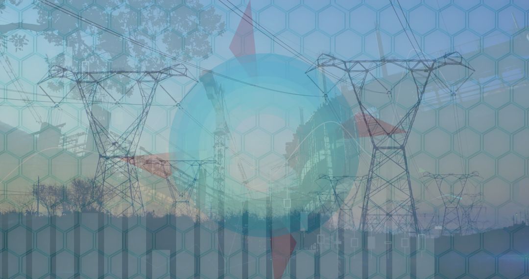 Futuristic Cityscape with Digital Data Processing Elements