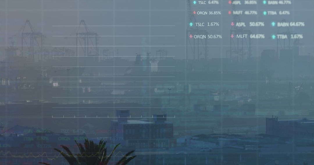 Financial Data Visualization Over Urban Skyline Background