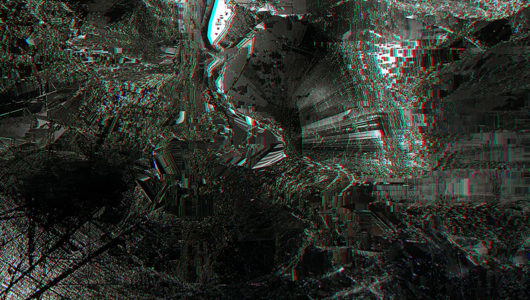 Abstract Glitch Landscape Distorting Grid with Chromatic Aberration and Pixel Fragmentation