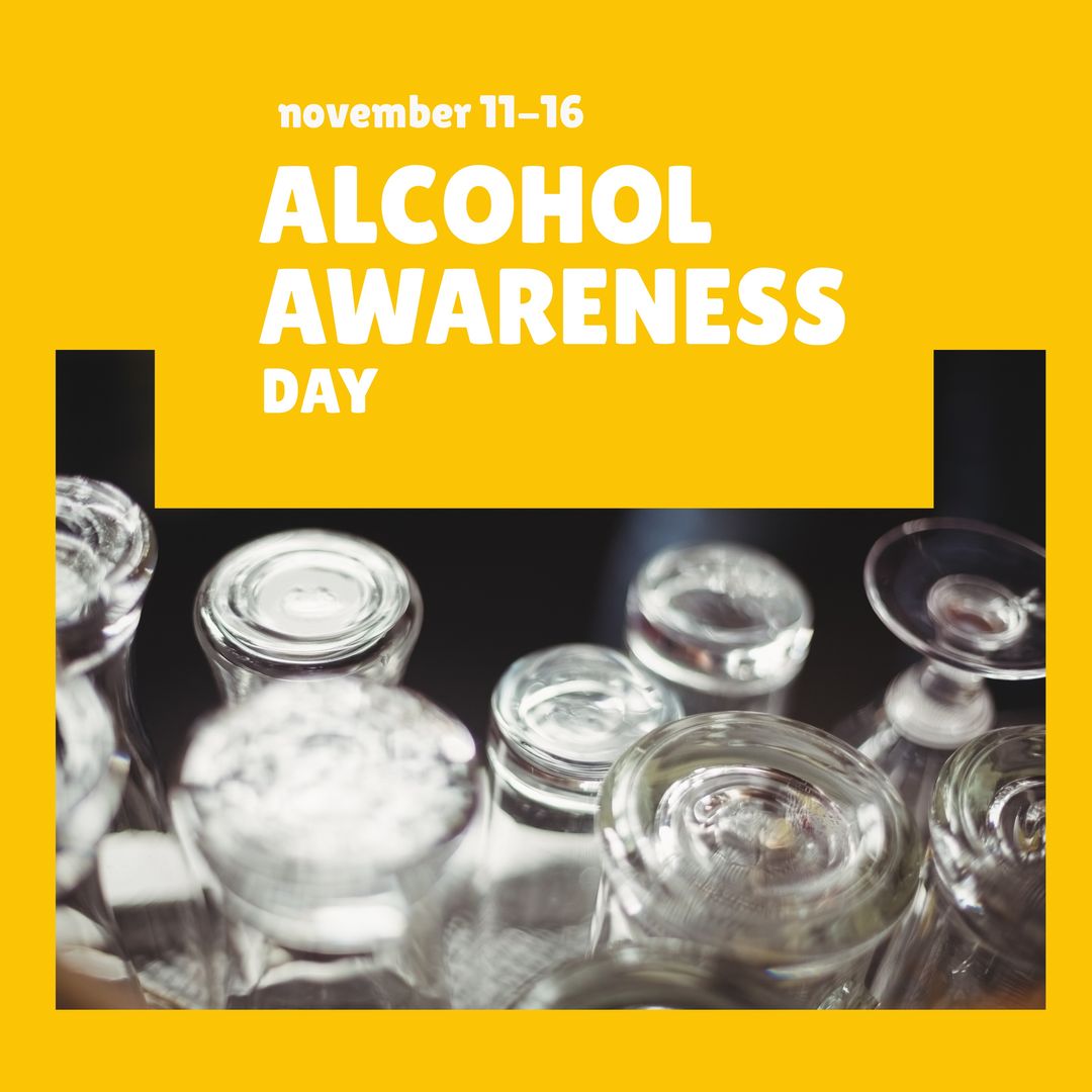 Image of alcohol awareness day over empty glasses - Download Free Stock Templates Pikwizard.com