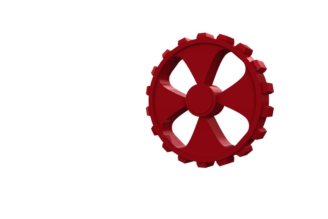 Transparent Glossy Red Gear Wheel with Ripple Effect