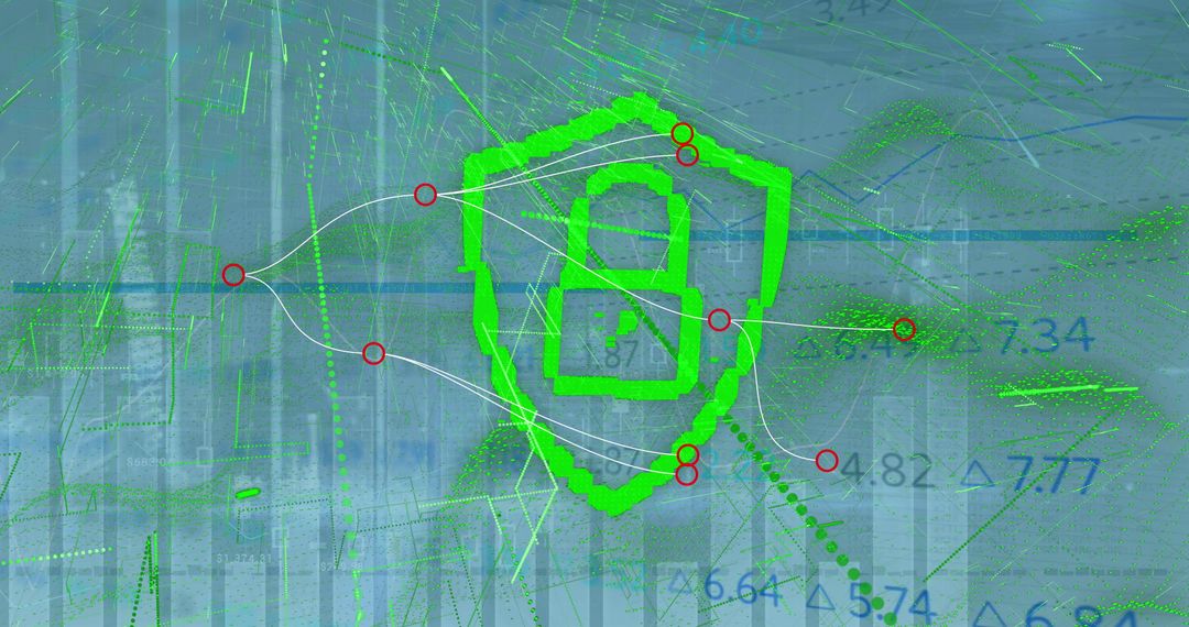 Successful Data Protection Technology Concept with Digital Lock Overlay