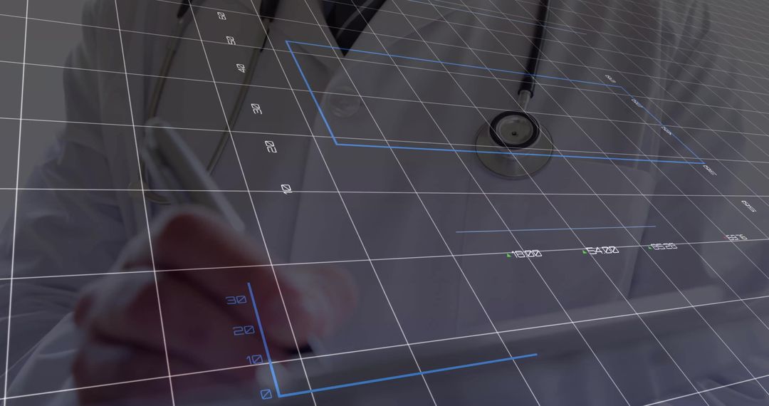 Medical Professional Analyzing Digital Financial Data Dashboard