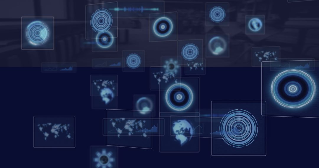 Futuristic Digital Interface with Interactive Data Visualization