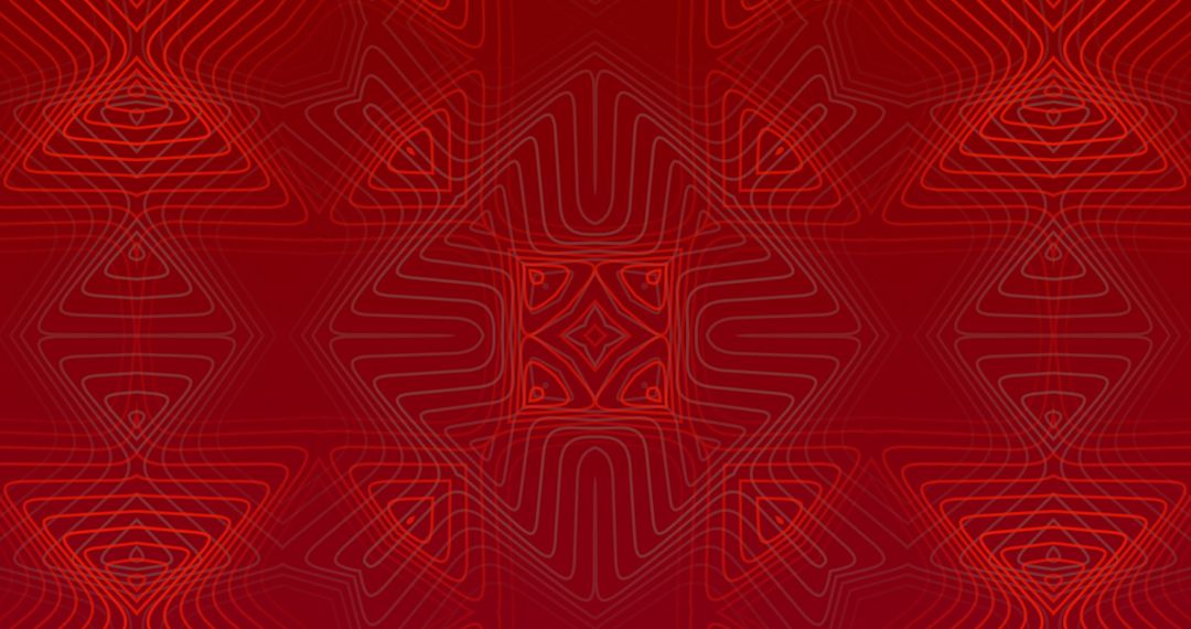 Abstract Red Kaleidoscope Pattern with Geometric Shapes
