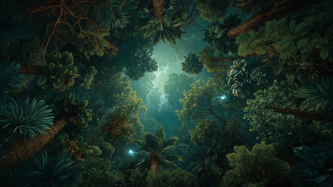 Mystical Jungle Canopy with Glowing Insect Lights