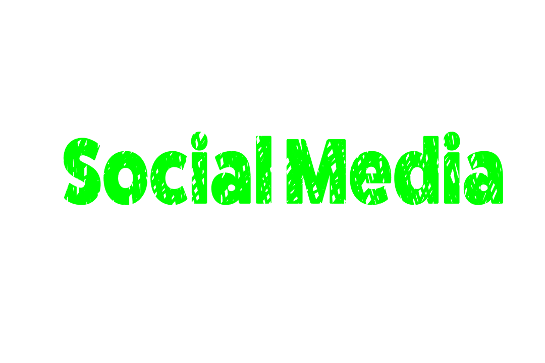 Social Media Text in Bright Green on Transparent Background