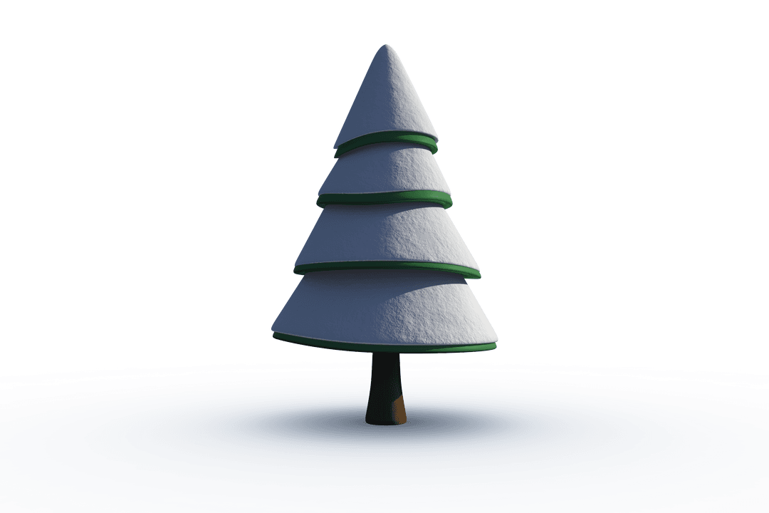 Digital Snow-Covered Fir on Transparent Background for Christmas