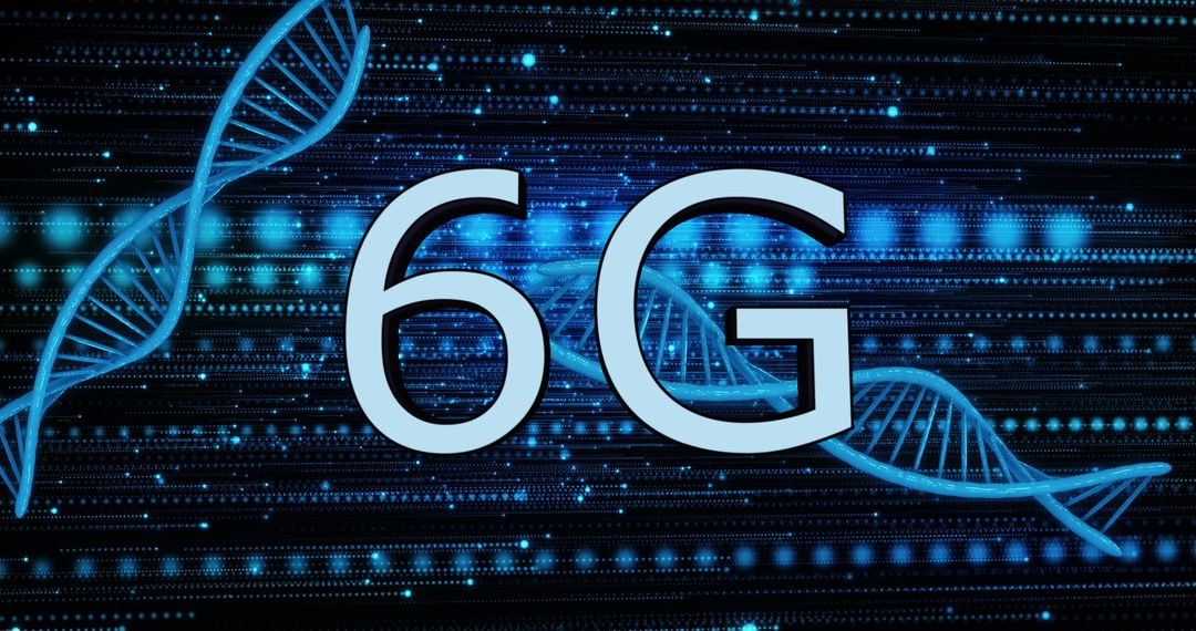 Futuristic 6G Technology Concept with DNA Strands
