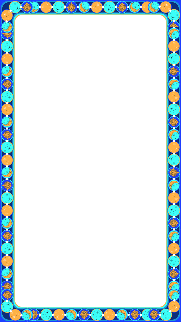 Transparent Ornamental Frame with Turquoise Orange Icons