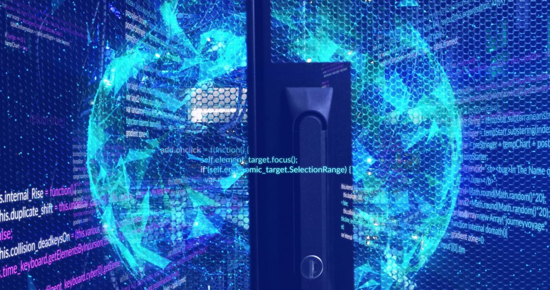 Futuristic Technology Server Room with Data Visualization