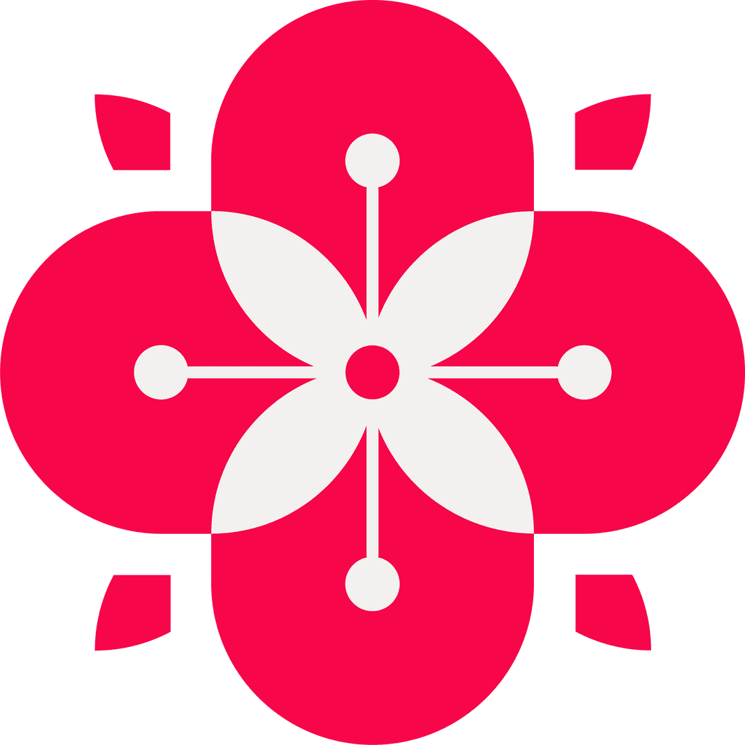 Minimalist Floral Icon with Red and White Elements on Transparent Background