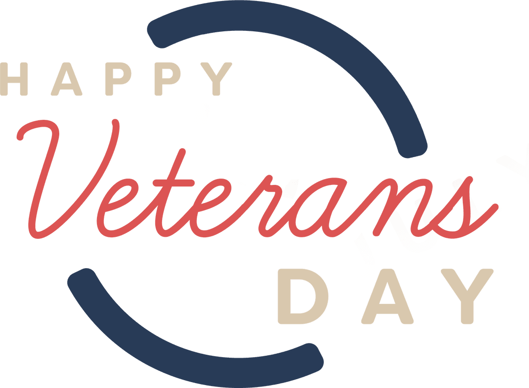Happy Veterans Day Typography Design on Transparent Background