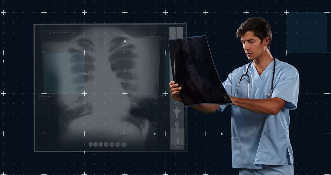 Doctor Analyzing X-ray in Digital Interface