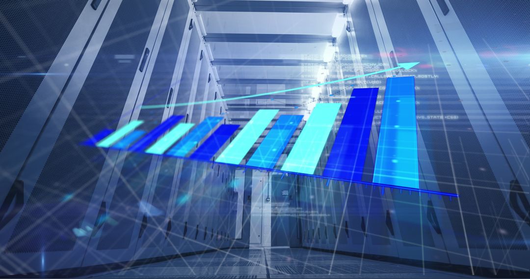 Financial Growth Chart Overlaying Data Center