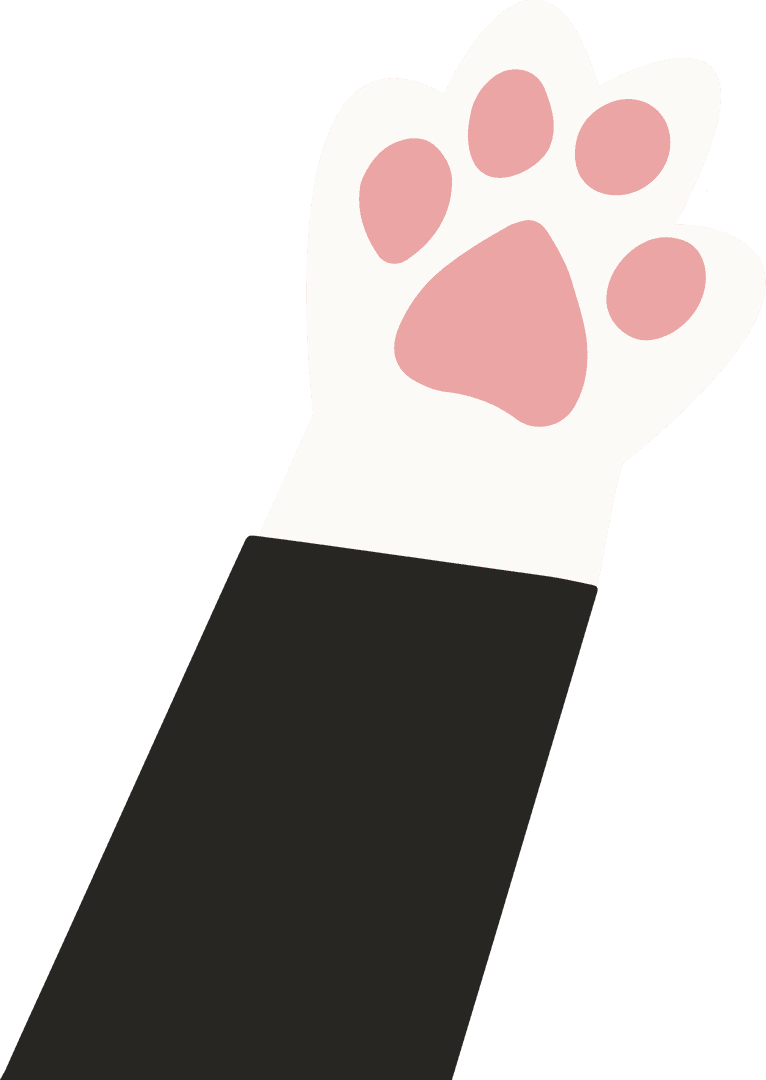 Cute Cat Paw with Pink Pad in Black Sleeve on Transparent Background