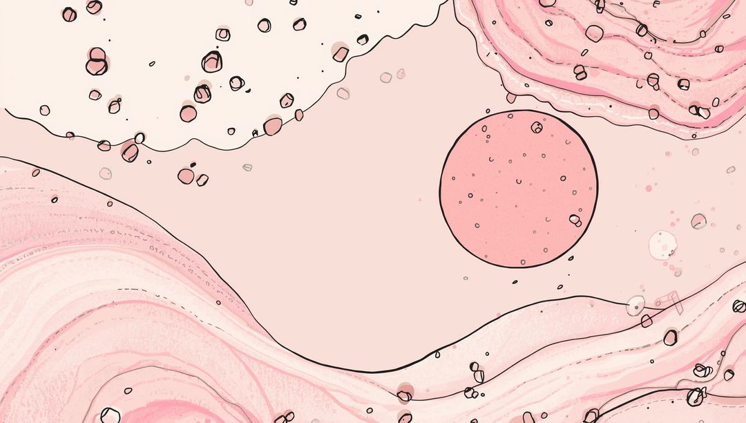 Fluid Abstract Design with Pink Marble and Floating Circle