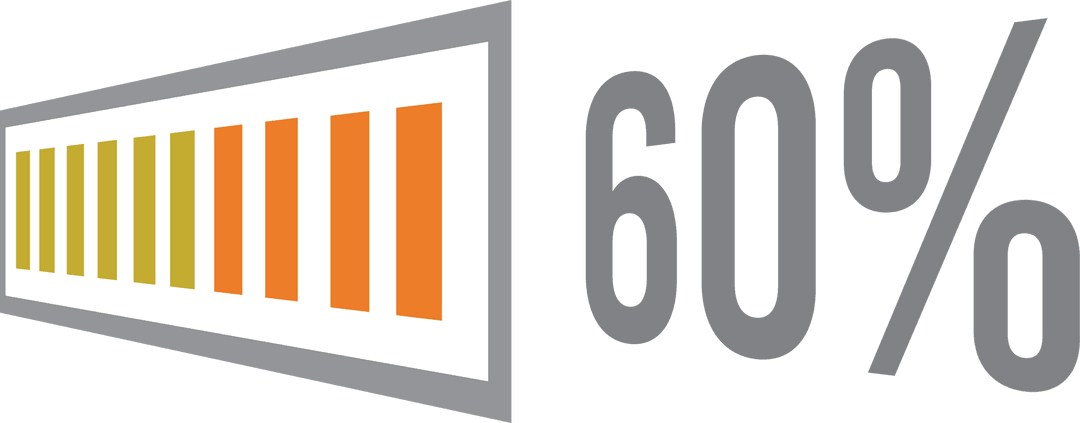 Transparent Illustration of 60% Charge and Battery Level Indicator