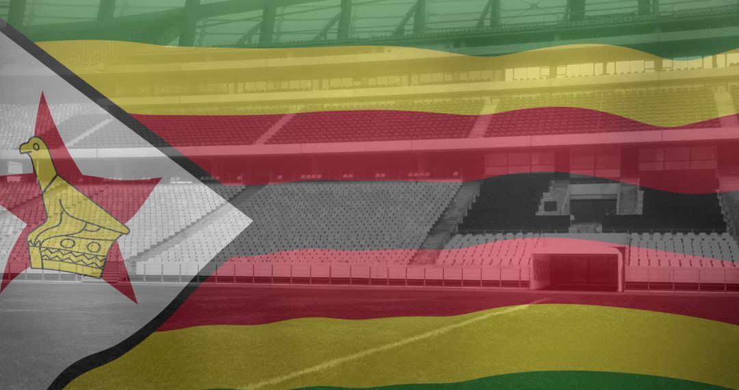 Zimbabwe Flag Waving Over Empty Sports Stadium - Free Images, Stock Photos and Pictures on Pikwizard.com