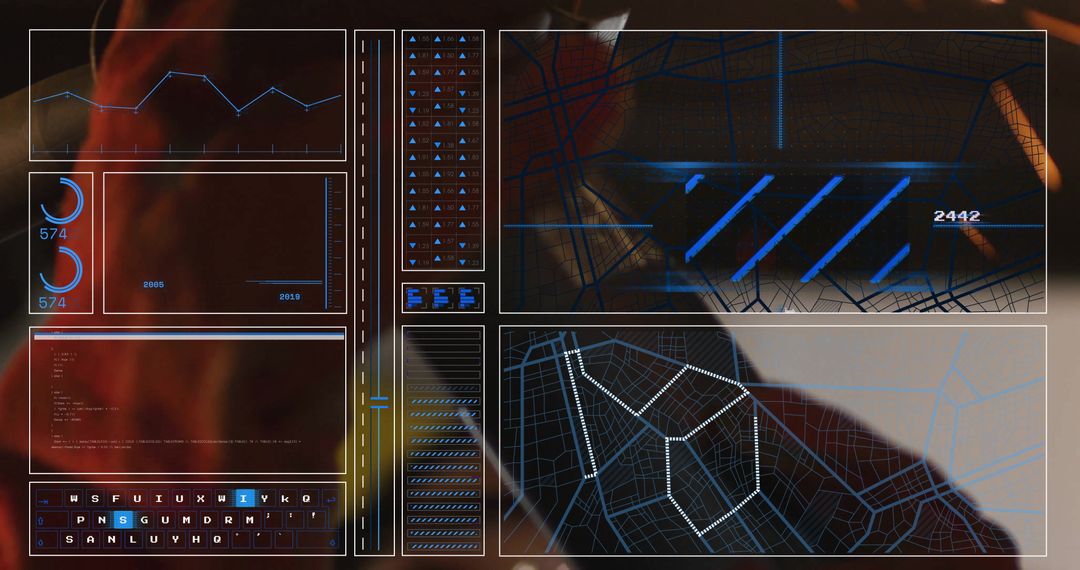 Futuristic Data Analytics Interface with Female Operator