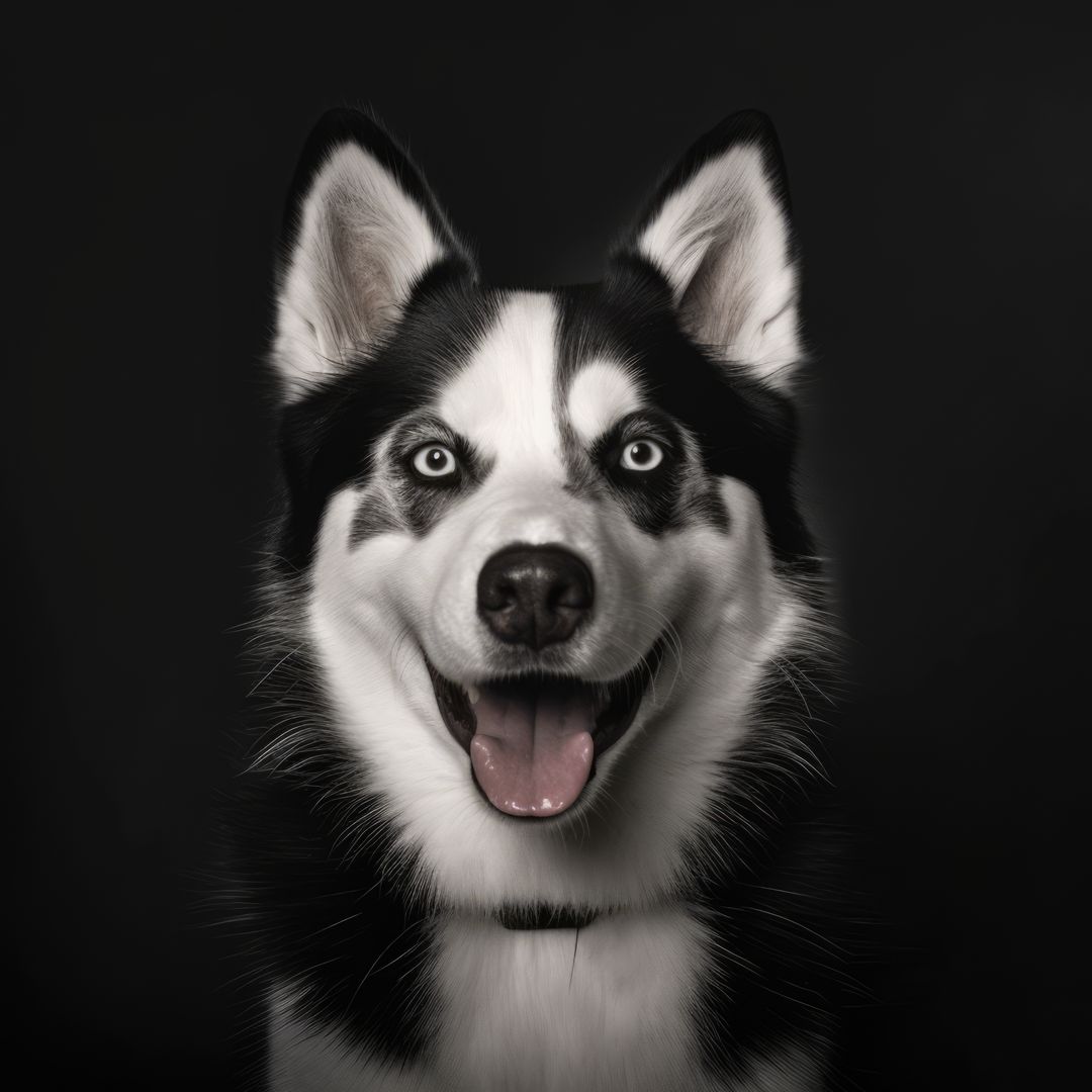 Portrait of black and white siberian husky, created using generative ai technology - Free Images, Stock Photos and Pictures on Pikwizard.com