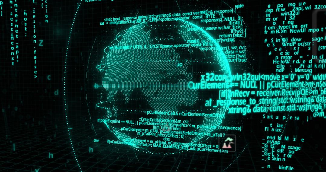 Digital Data Flow Surrounding Globe in Cyberspace