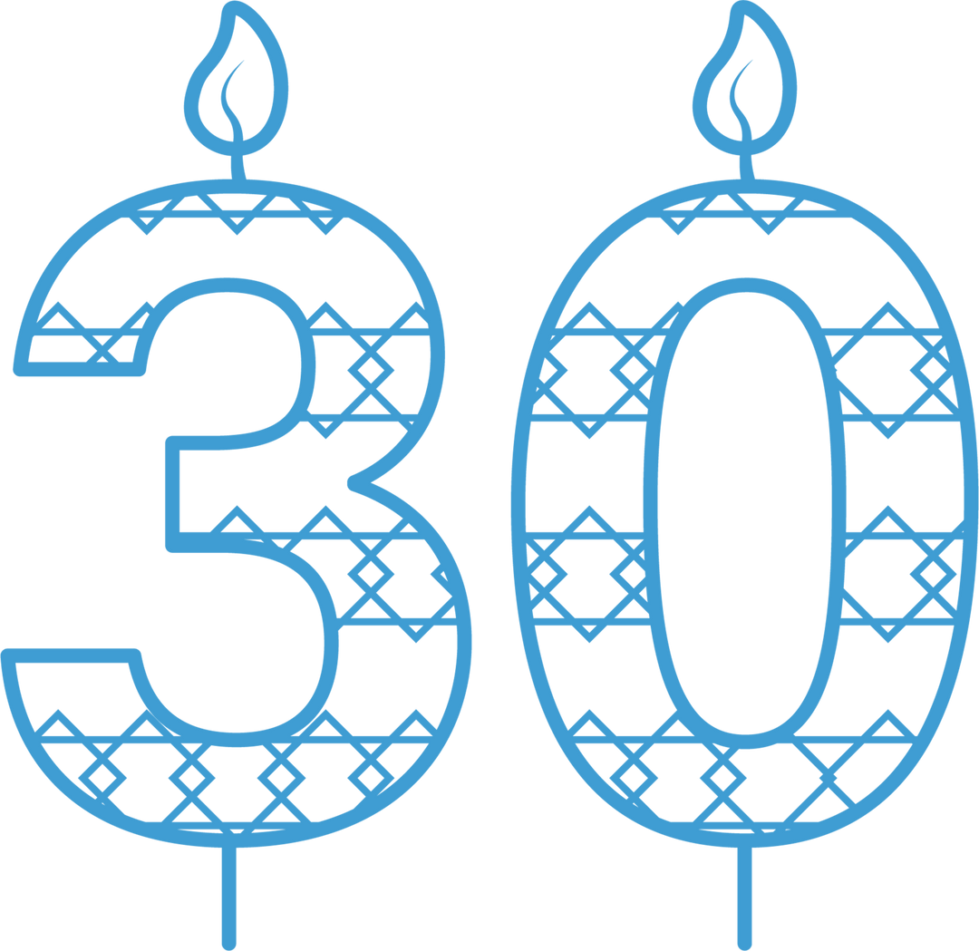 Transparent Vector Illustration of Number 30 Shaped Candles for Birthday - Download Free Stock Images Pikwizard.com