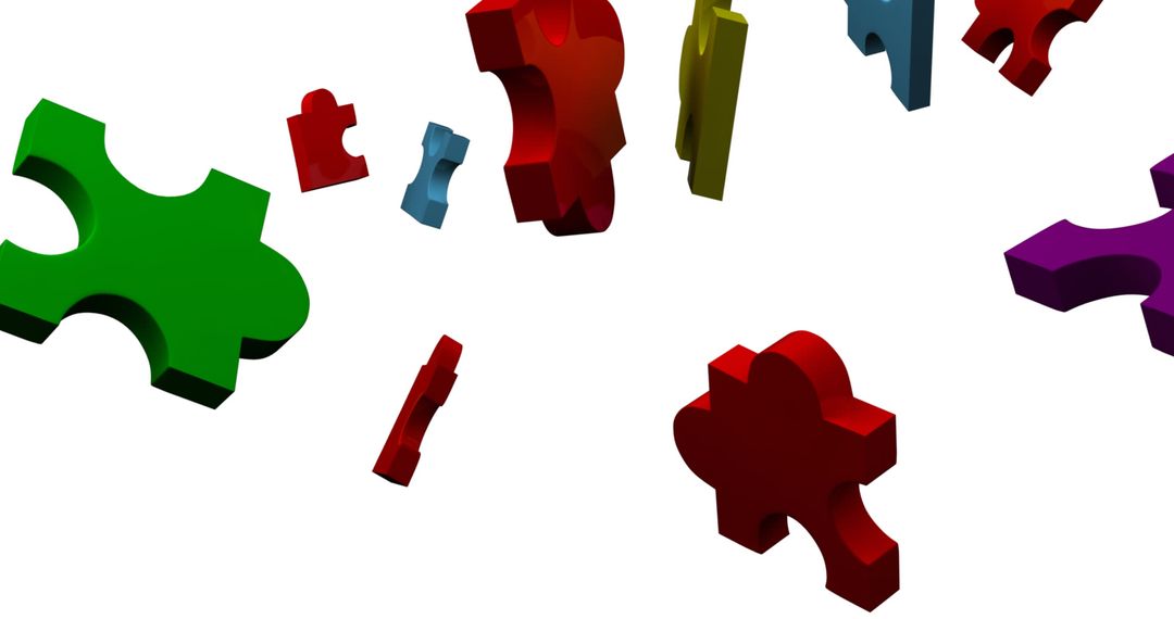 Colorful Puzzle Pieces Suspended in Air for Brain Activity Concept