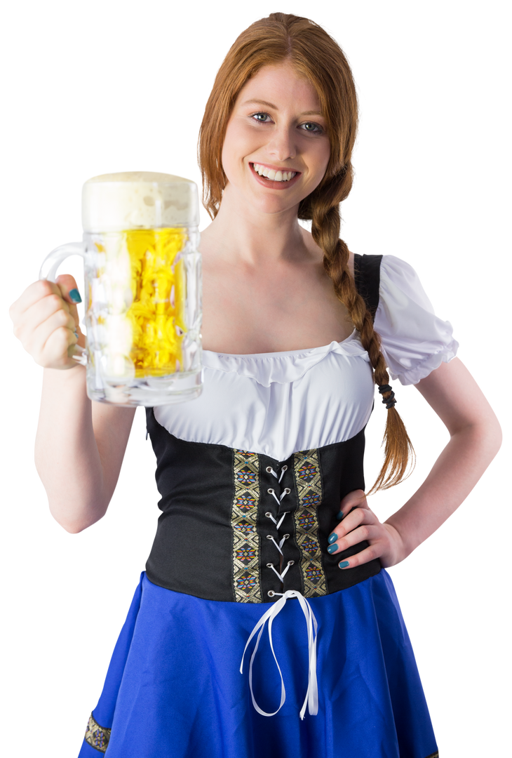 Oktoberfest Theme Woman in Traditional Dirndl Holding Pint Glass Lip Smiling - Download Free Stock Images Pikwizard.com