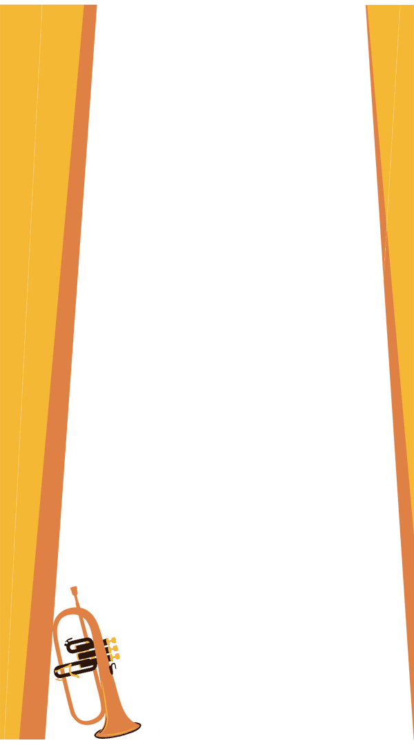 Vibrant Trumpet with Yellow Drapes on Transparent Design