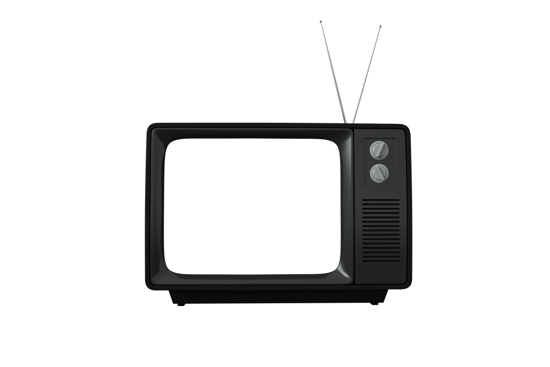 Transparent PNG Illustration of Old Black TV with Antennas - Download Free Stock Images Pikwizard.com