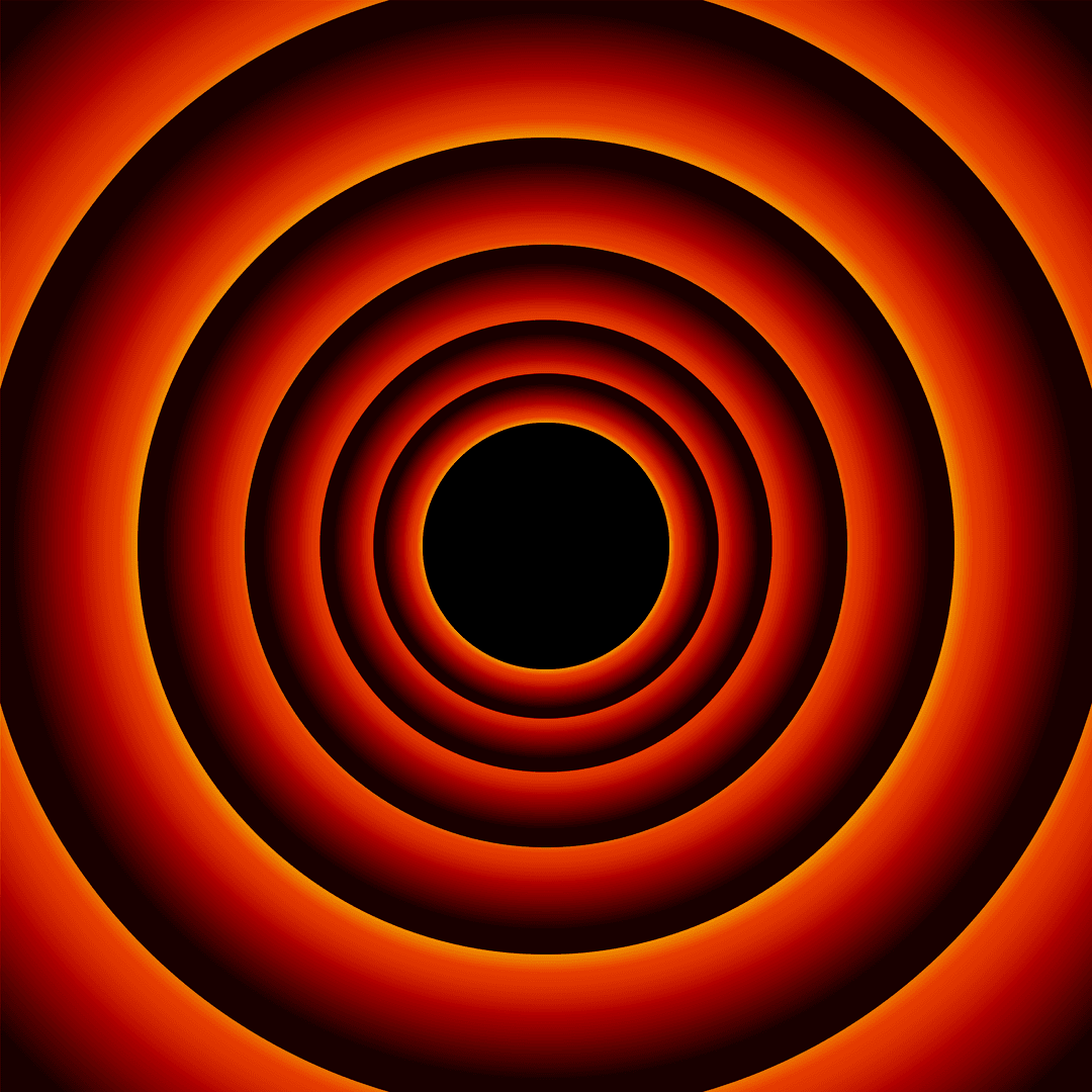 Hypnotic Orange and Black Concentric Circles on Transparent