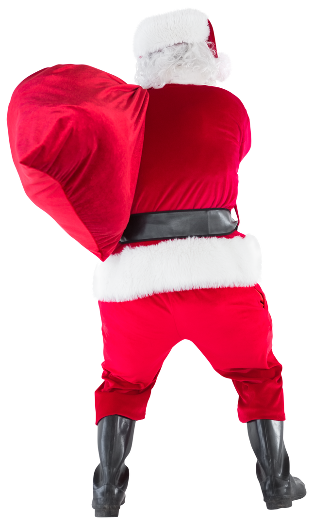 Rear View Of Transparent Santa Holding Red Sack With Gifts - Download Free Stock Images Pikwizard.com