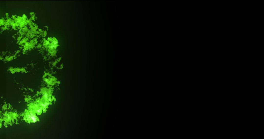 Glowing Green Smoke Circle on Dark Background in a Mysterious Atmosphere