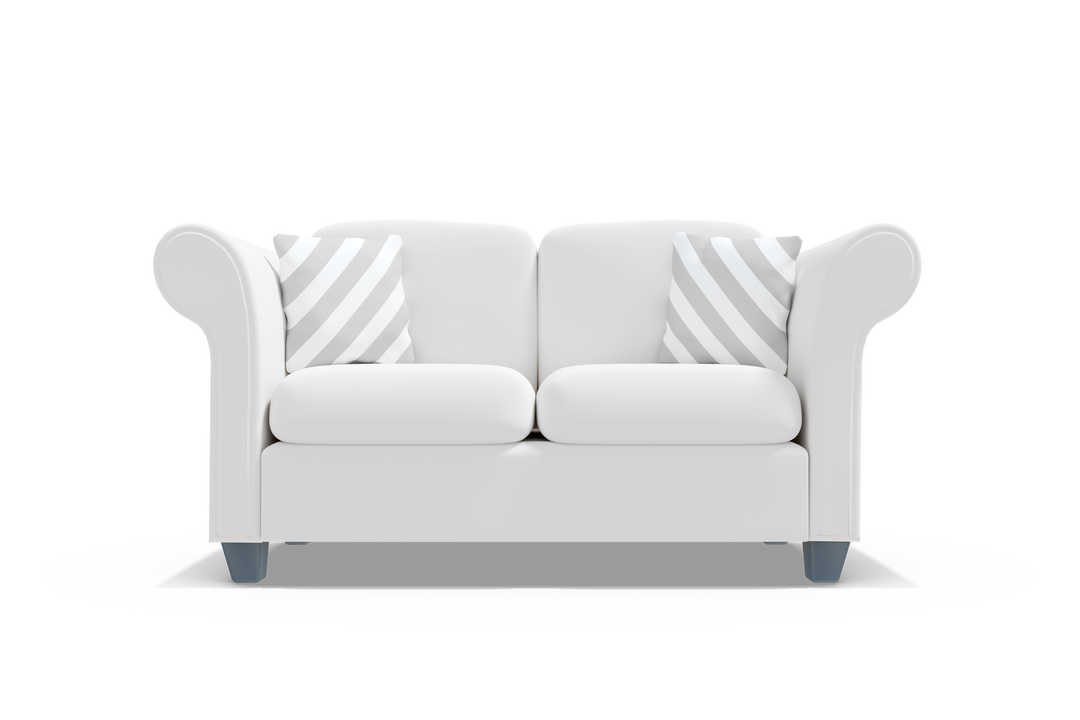 Transparent Background Stylish White Sofa with Striped Cushions Flat View - Download Free Stock Images Pikwizard.com