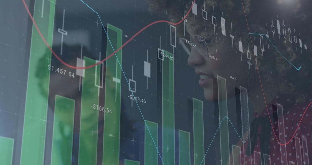 Smiling Team Analyzing Financial Data on Digital Graphs