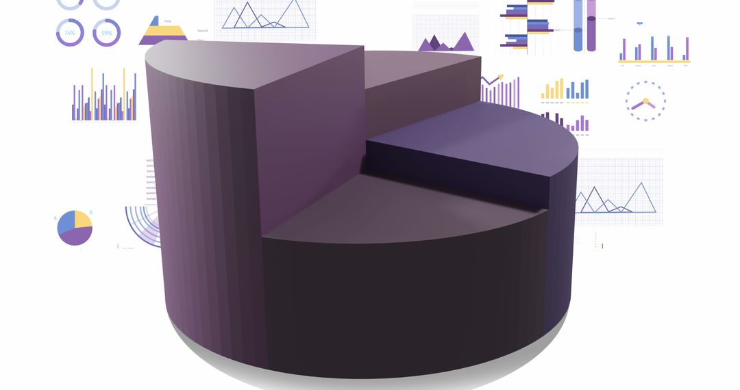 3D Pie Chart with Overlayed Business Graphs and Charts - Free Images, Stock Photos and Pictures on Pikwizard.com