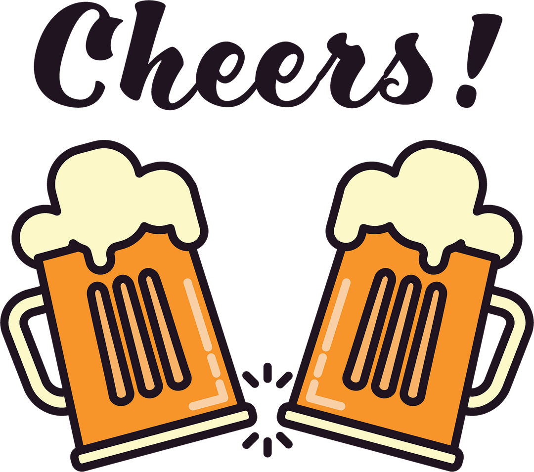 Transparent Cheering Beer Glass Vector with Cheers Text