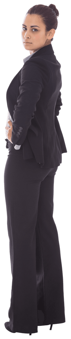 Confident Businesswoman Posing in Formal Attire on Transparent Background