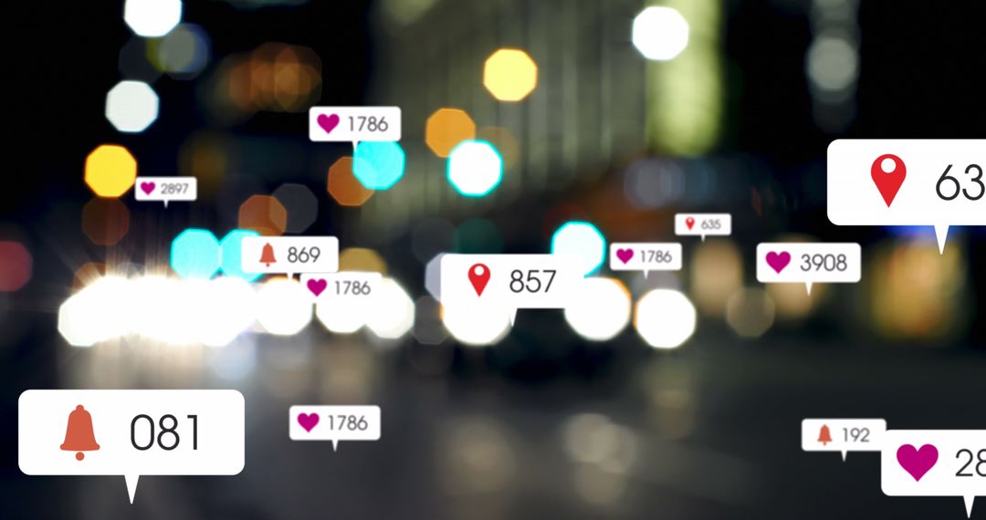 Social Media Interaction Over City Bokeh Lights